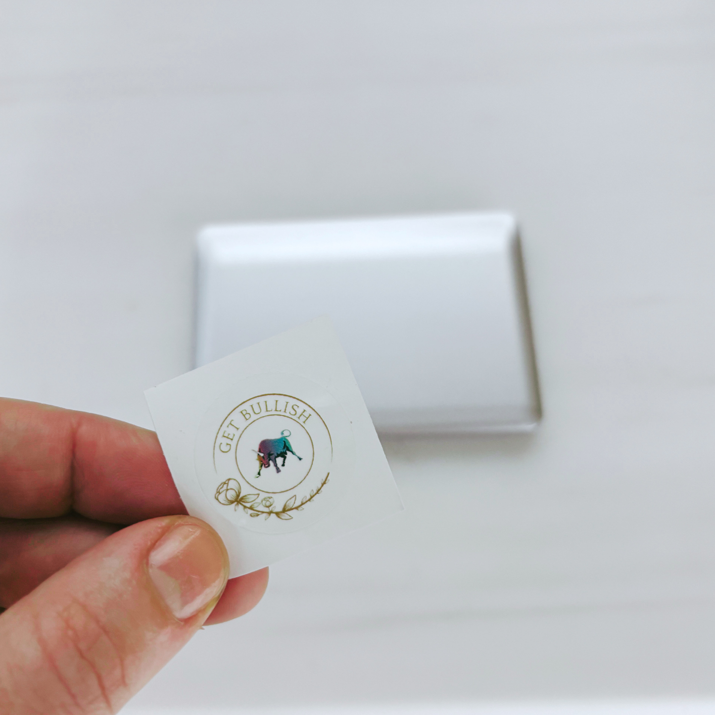 Mini Laptop Makeup Mirror | Clamshell Compact Mirror | 2.5" x 3.75" | with GetBullish Decal