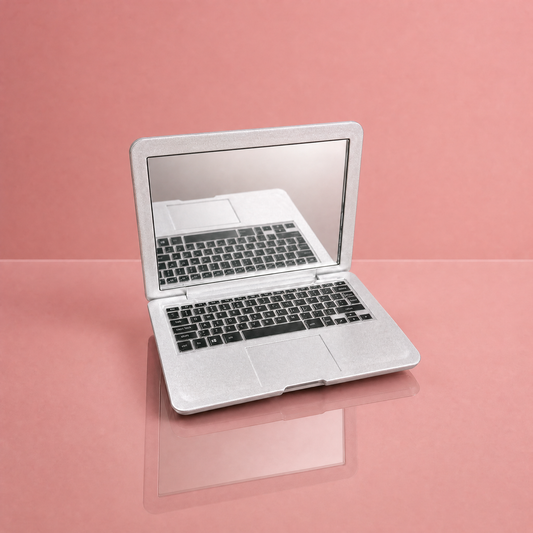 Mini Laptop Makeup Mirror | Clamshell Compact Mirror | 2.5" x 3.75" | with GetBullish Decal