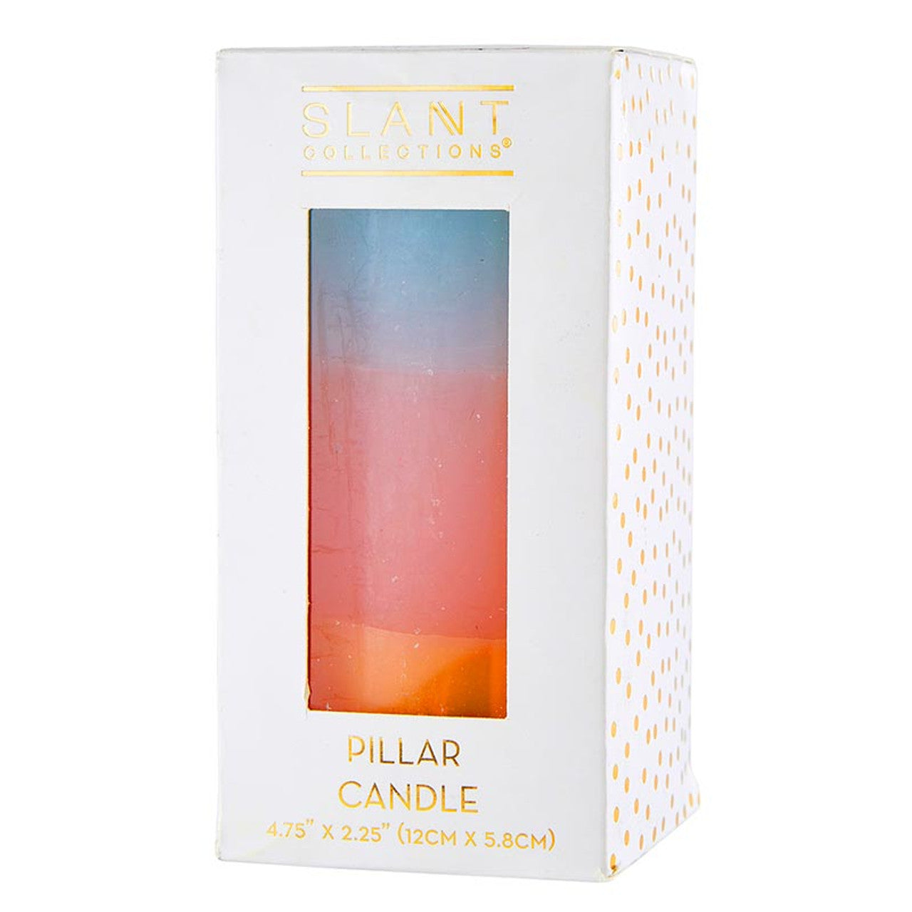 Mini Pillar Candle in Blue Pink Orange | Tri-Colored Ombre Aesthetic Table Candle 4.75"