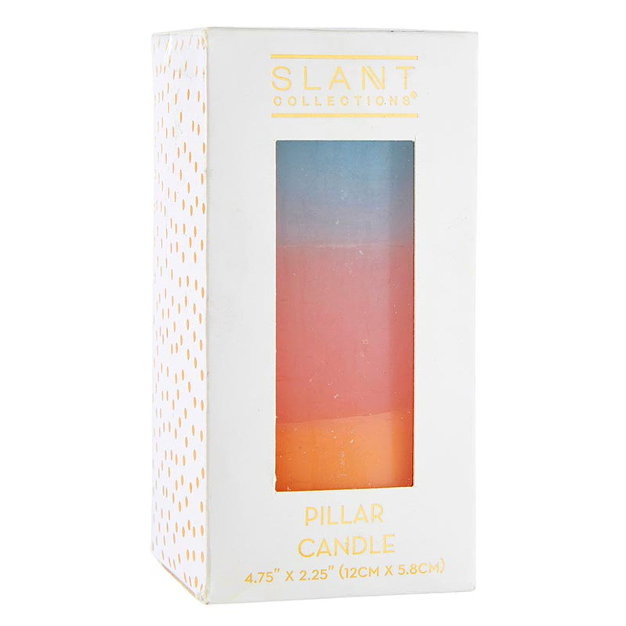Mini Pillar Candle in Blue Pink Orange | Tri-Colored Ombre Aesthetic Table Candle 4.75"