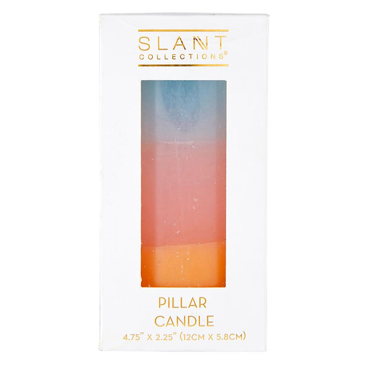 Mini Pillar Candle in Blue Pink Orange | Tri-Colored Ombre Aesthetic Table Candle 4.75"