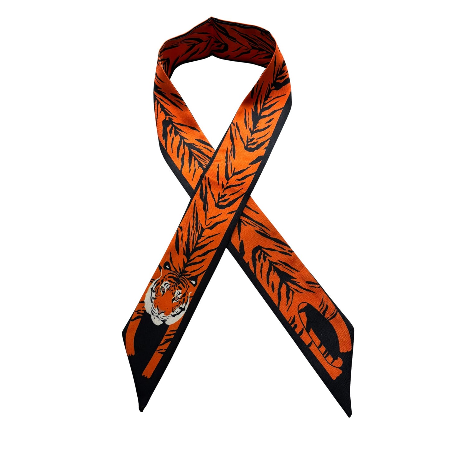 Mini Scarf – Orange Tiger on Navy