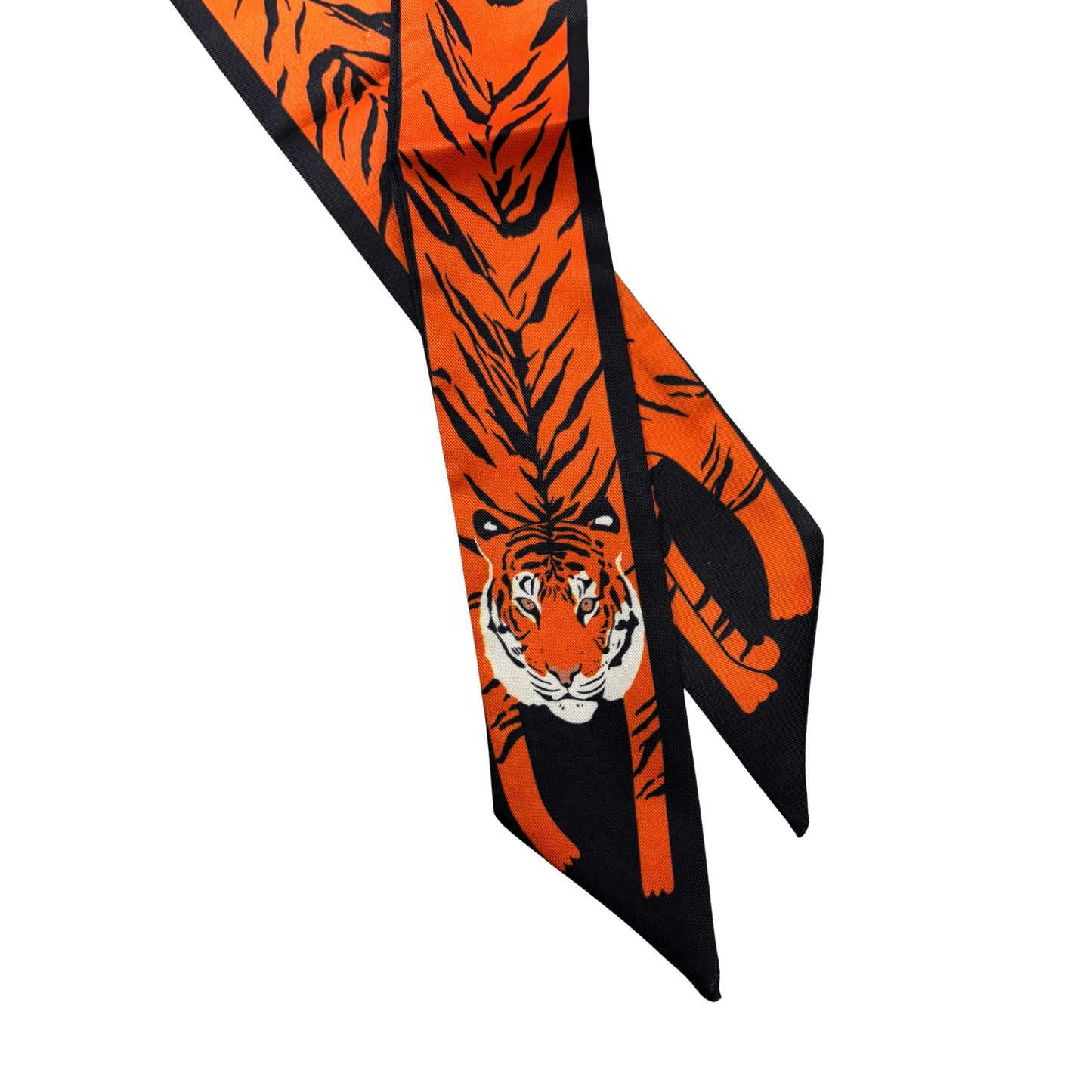 Mini Scarf – Orange Tiger on Navy