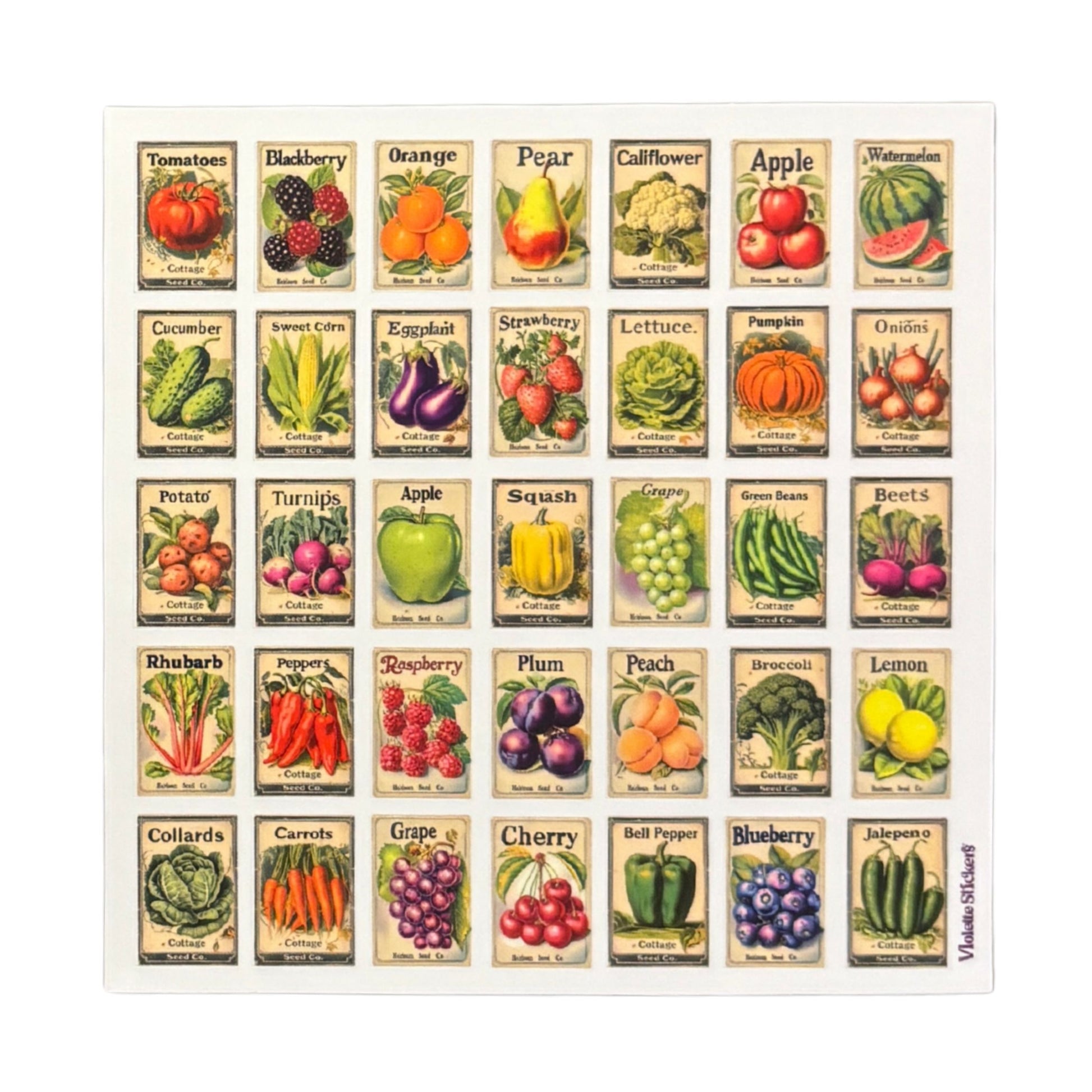 Mini Seed Packet Stickers | 4" x 4" | 2 Sheets-Violette Stickers-The Bullish Store
