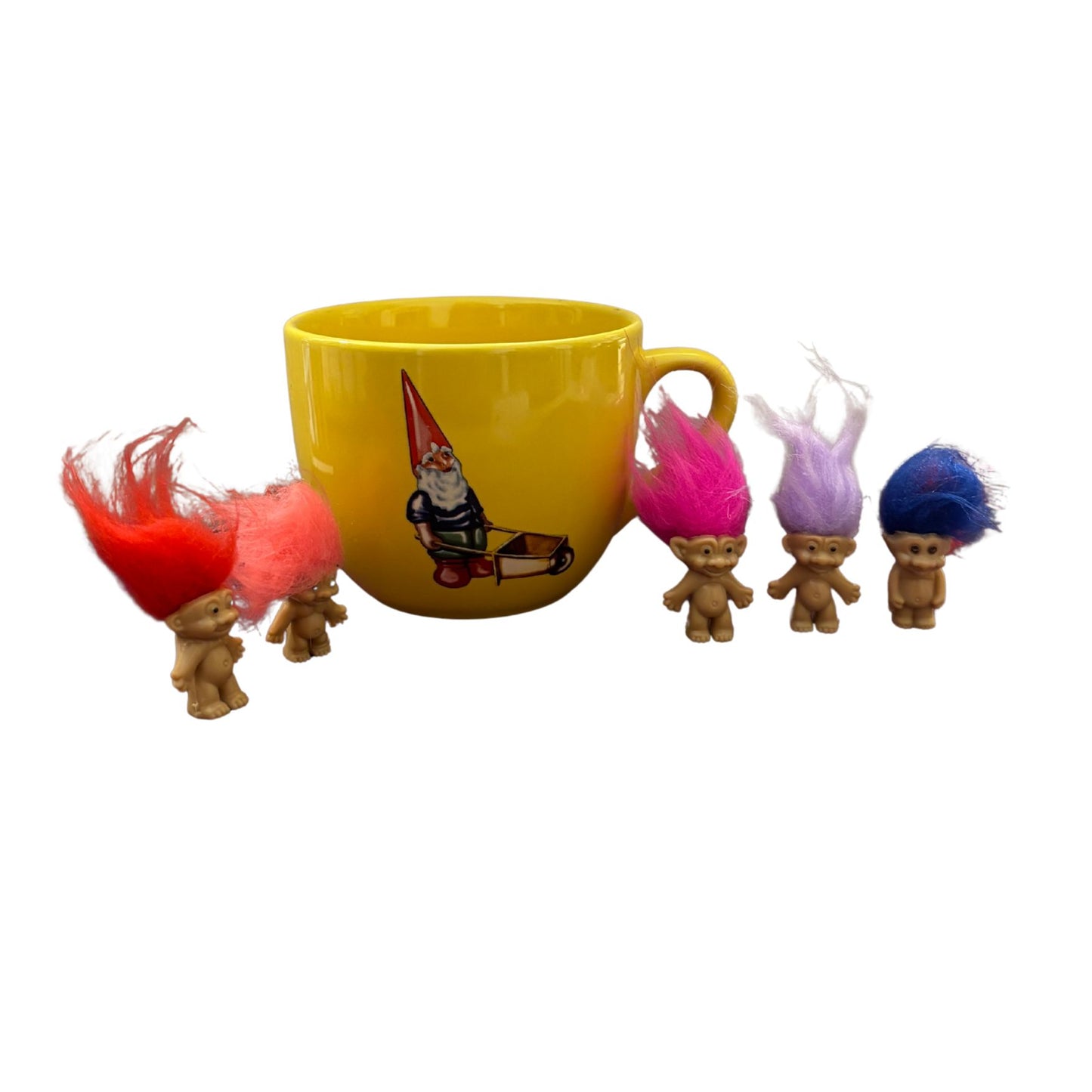 Mini Troll Dolls in Pack of 5 | 90s Retro Good Luck Figurines with Colorful Hair