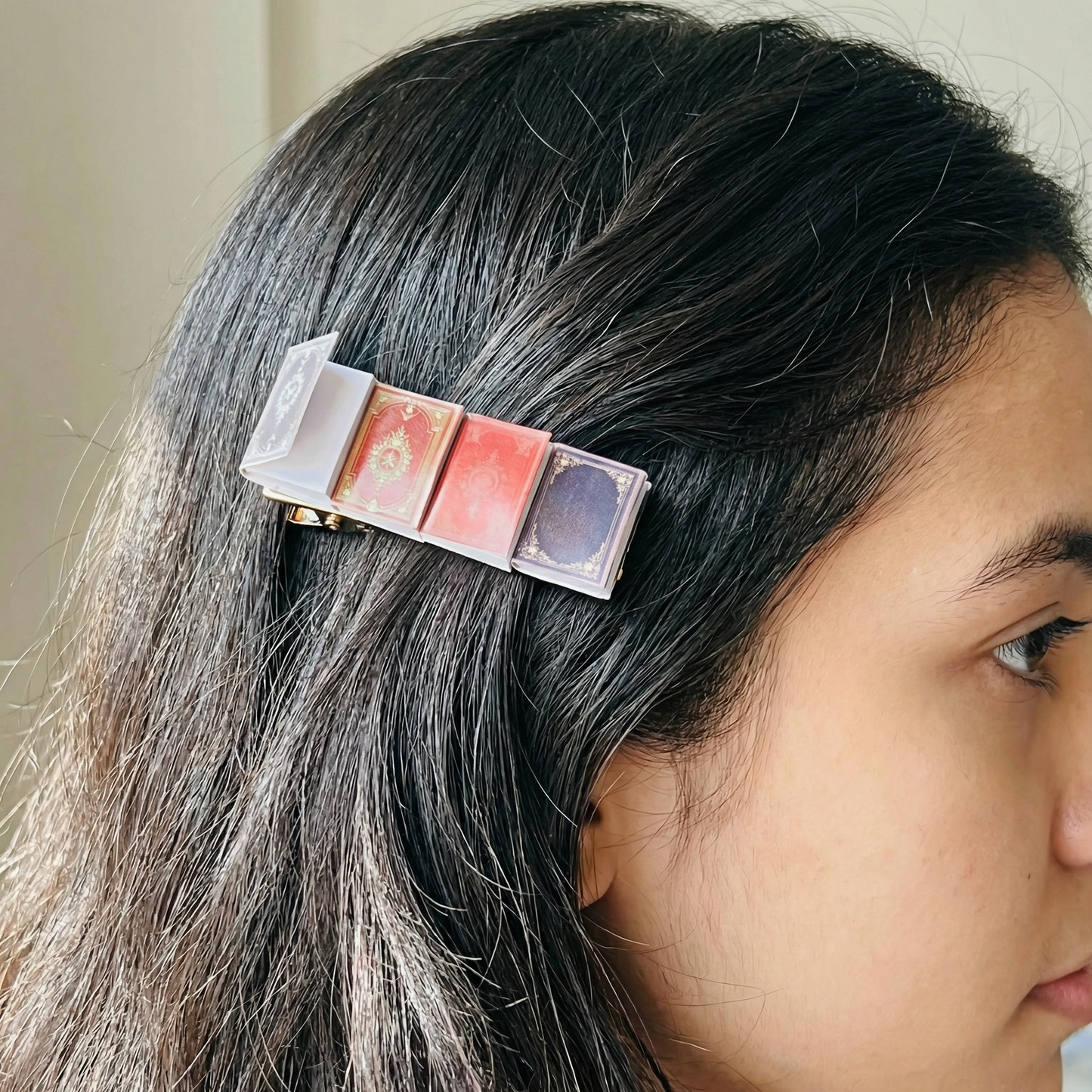 Miniature Books Hair Clip with Real Pages