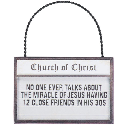 Miracle Of Jesus Ornament | Metal Church Sign Faith Home Decor | 3" x 2" x 0.25"