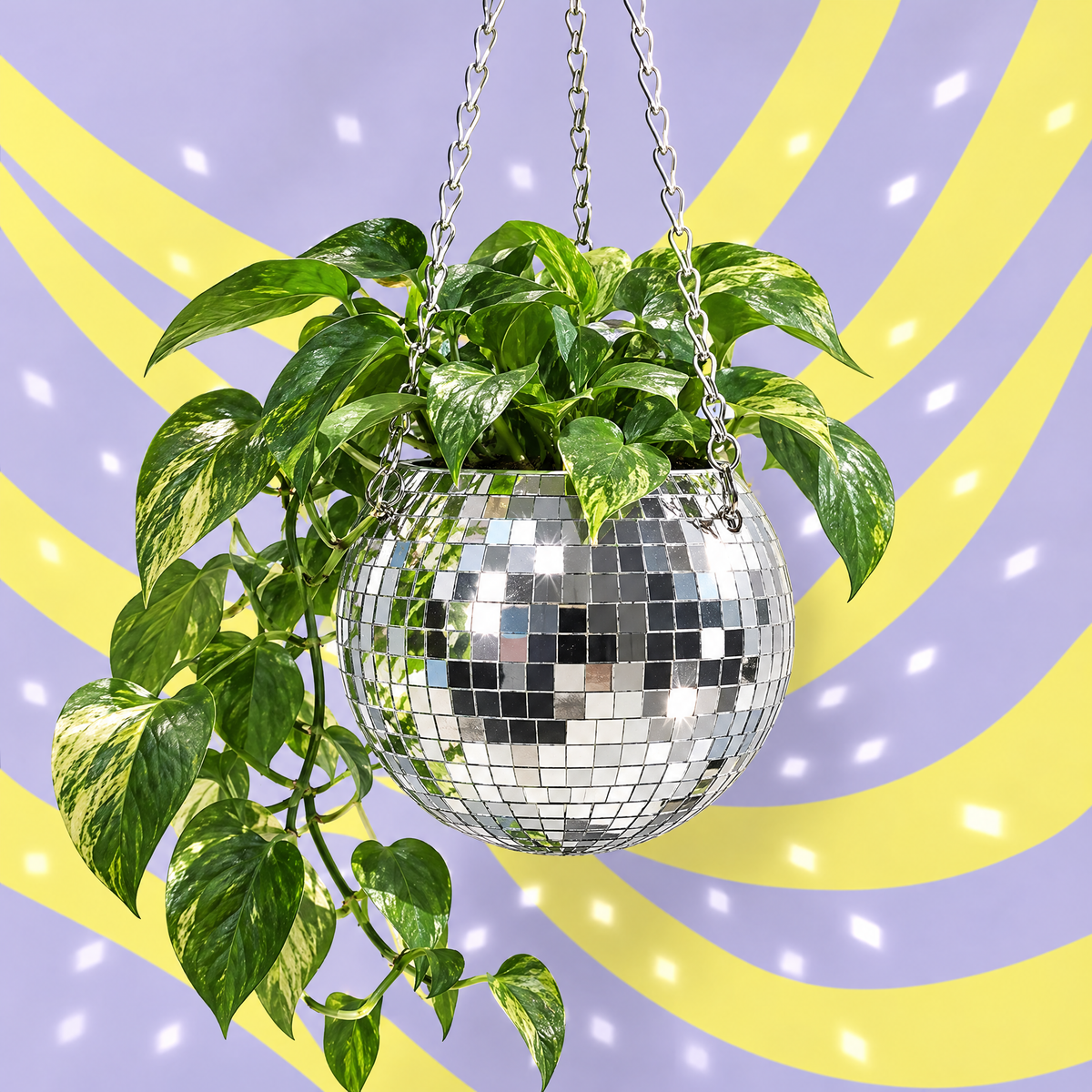 Mirror Disco Ball Hanging Planter | 70's Retro-NPW Gifts-The Bullish Store