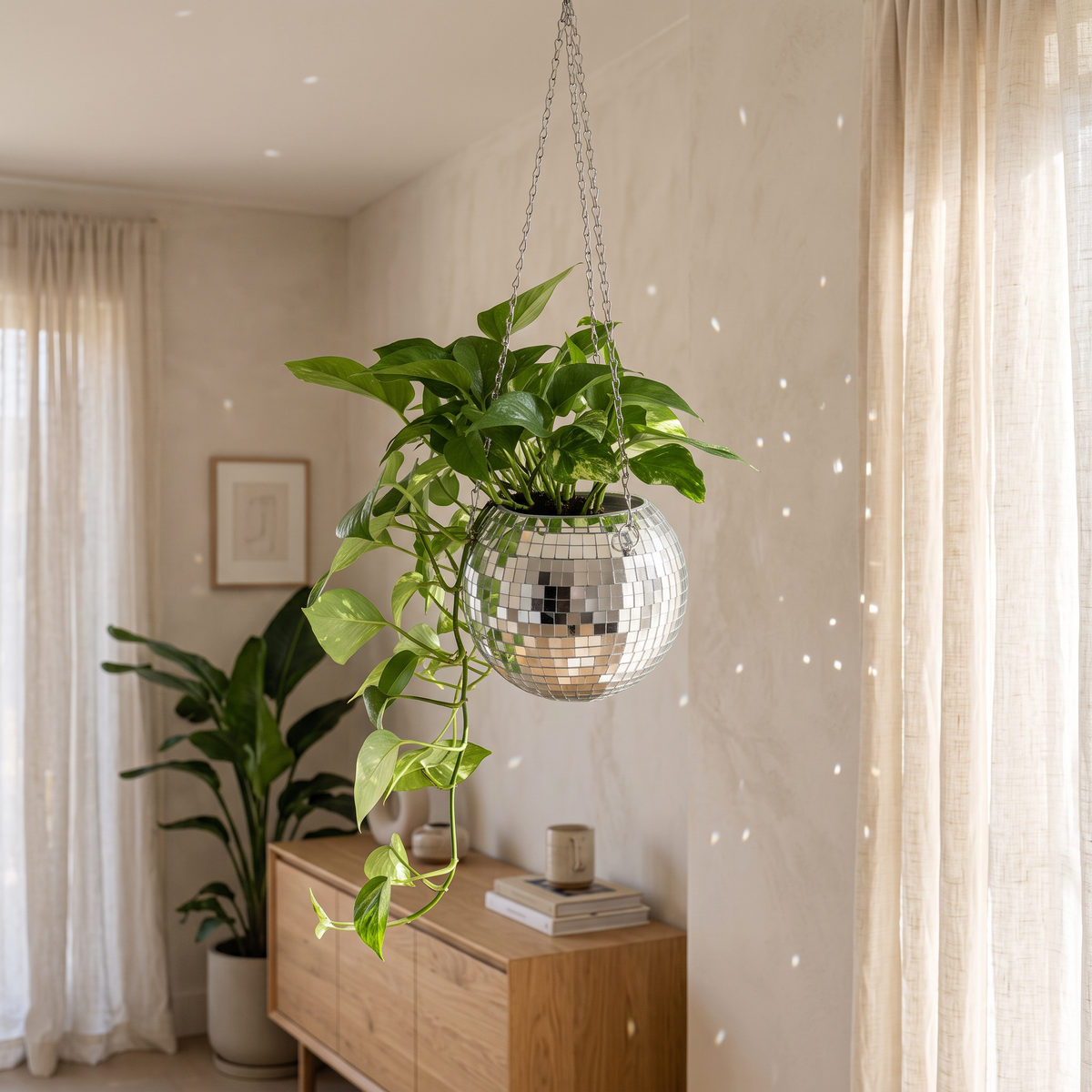 Mirror Disco Ball Hanging Planter | 70's Retro-NPW Gifts-The Bullish Store