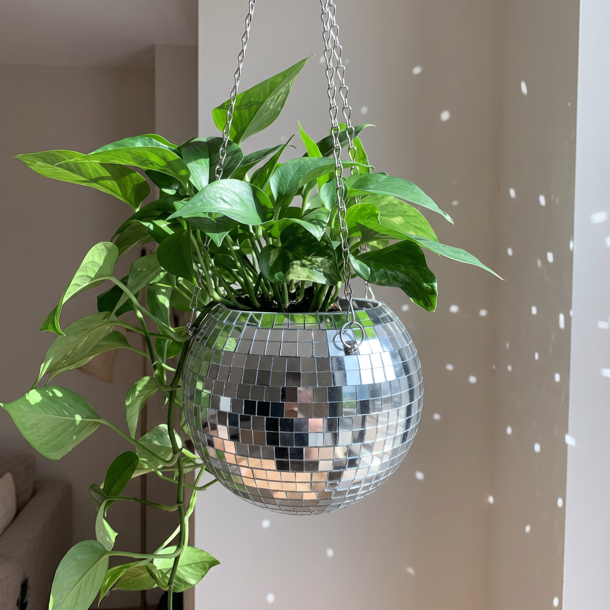 Mirror Disco Ball Hanging Planter | 70's Retro-NPW Gifts-The Bullish Store