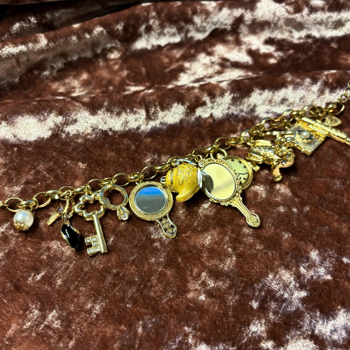 Mirror Mirror Fantasy Gold Charm Bracelet | Fairytale Jewelry-Paper & Quartz-The Bullish Store