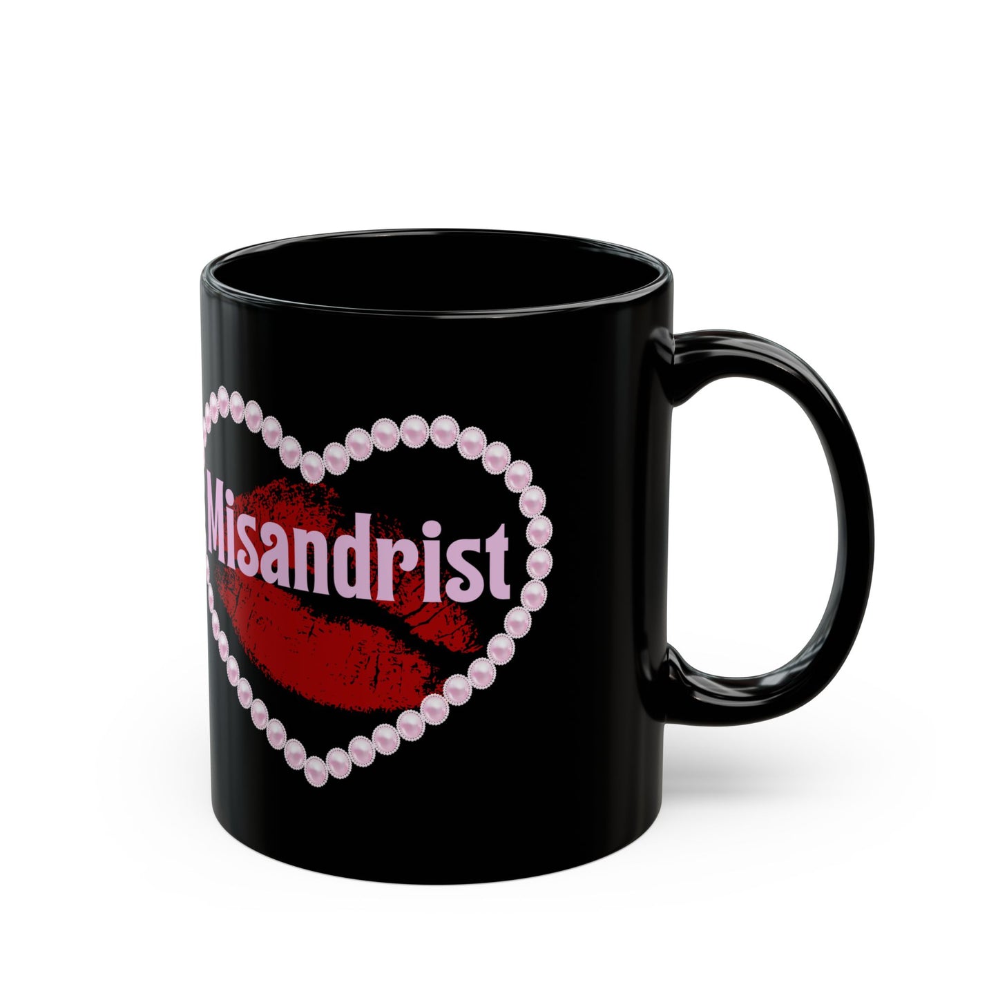 Misandrist Black Mug | Heart Lips Illustration