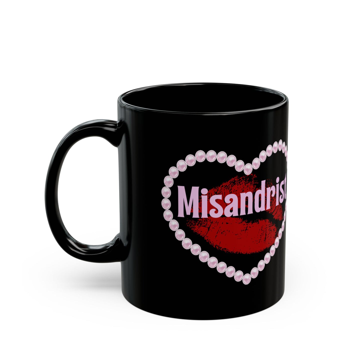 Misandrist Black Mug | Heart Lips Illustration