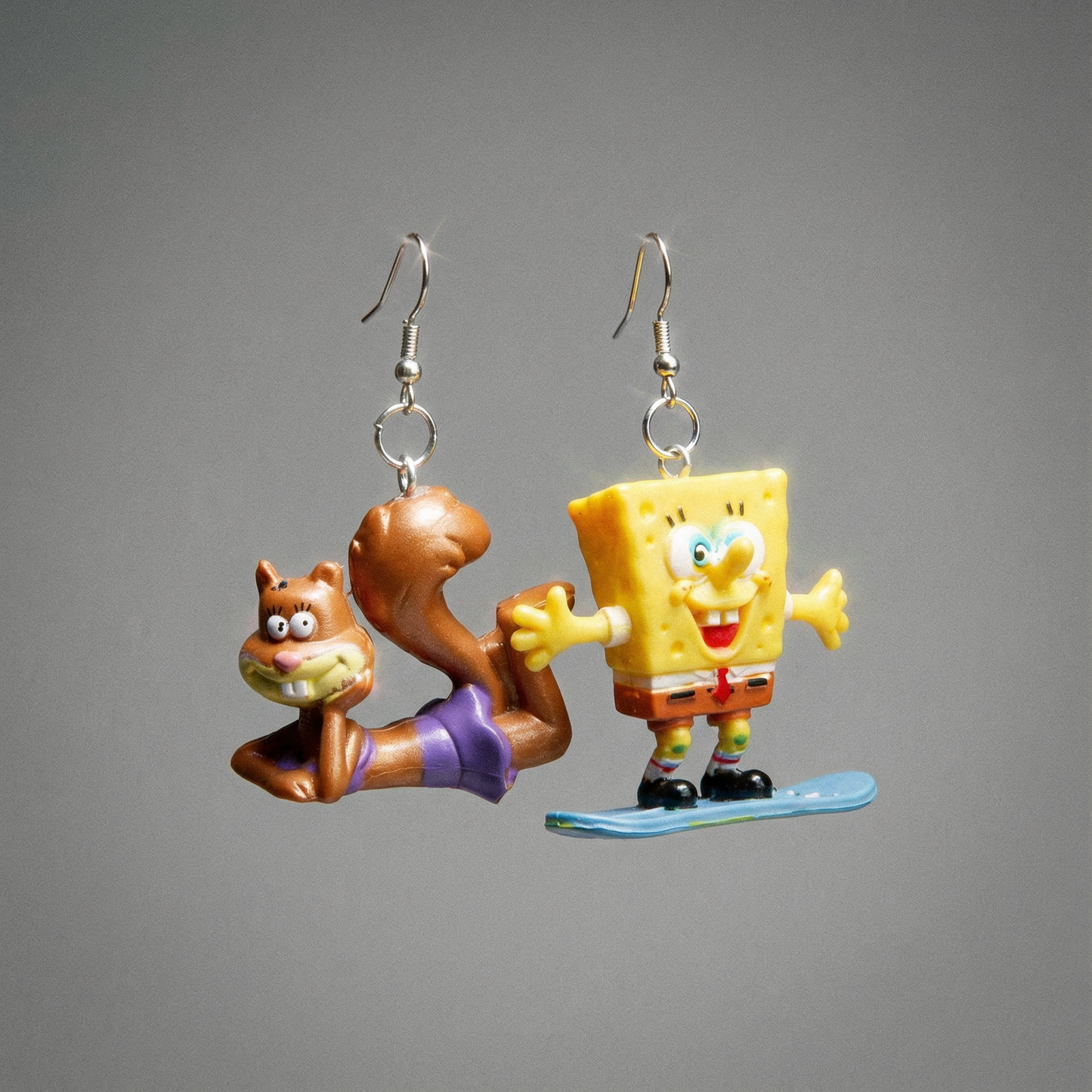Mismatched Spongebob Squarepants Surfboarding and Sandy Earrings | 2005 Vintage Upcycled