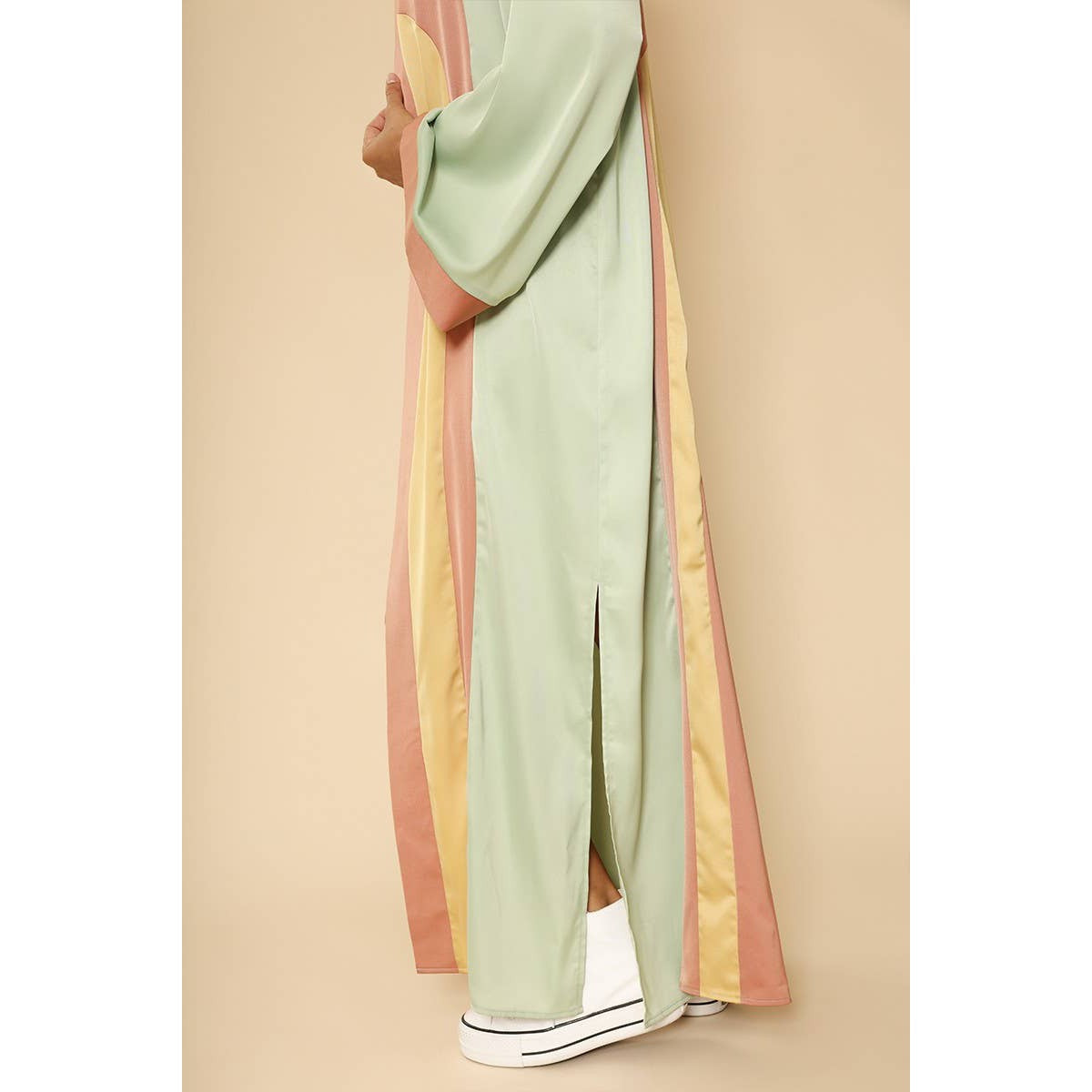Miss Sparkling Retro Arch Kimono Big Long Textured Satin Duster | Light Jacket, Outdoor Robe, Swimsuit Coverup | Sizes SM-XL