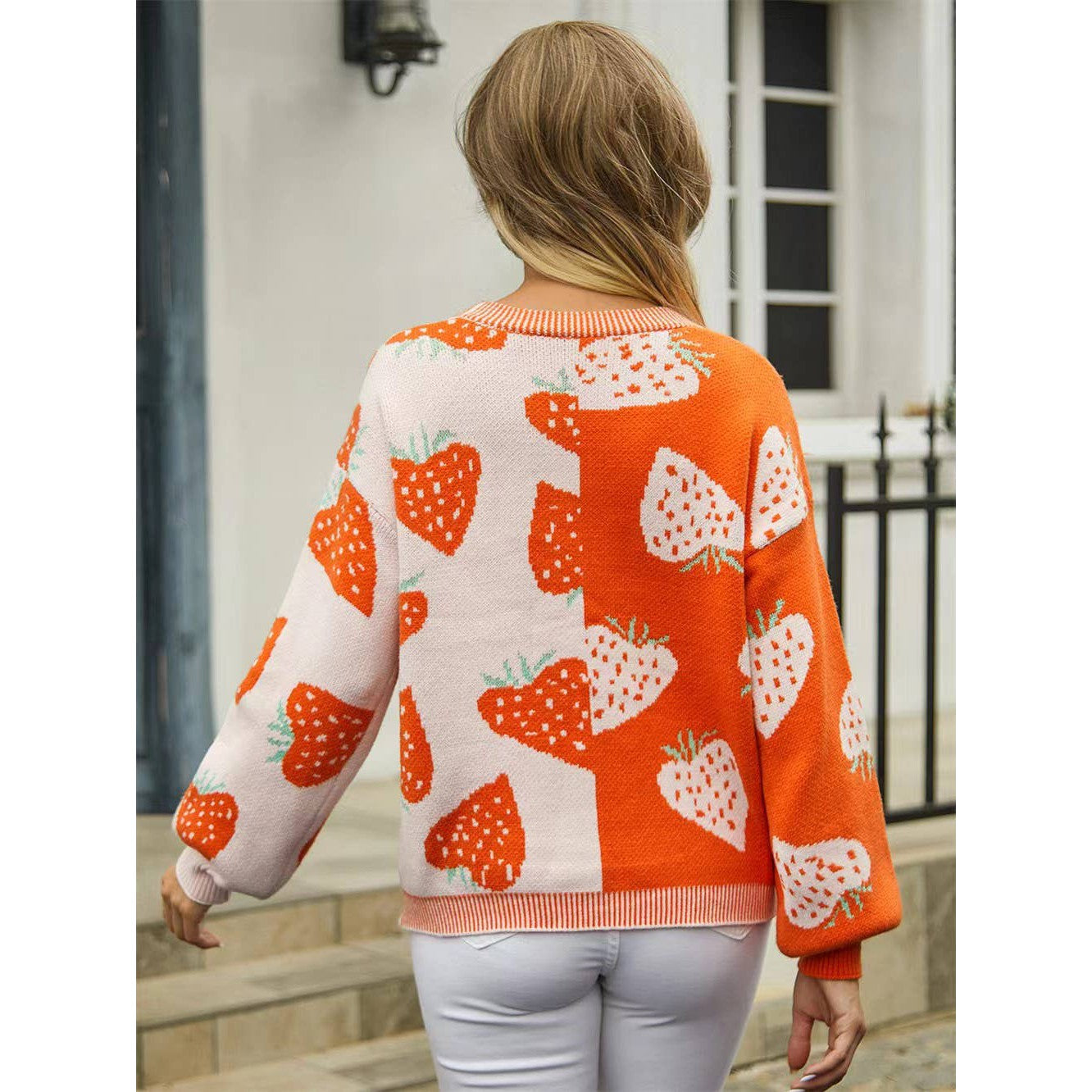 Miss Sparkling Strawberry Cardigan in Orange | Two-Tone All-Over Pattern [Available in SM-XL]