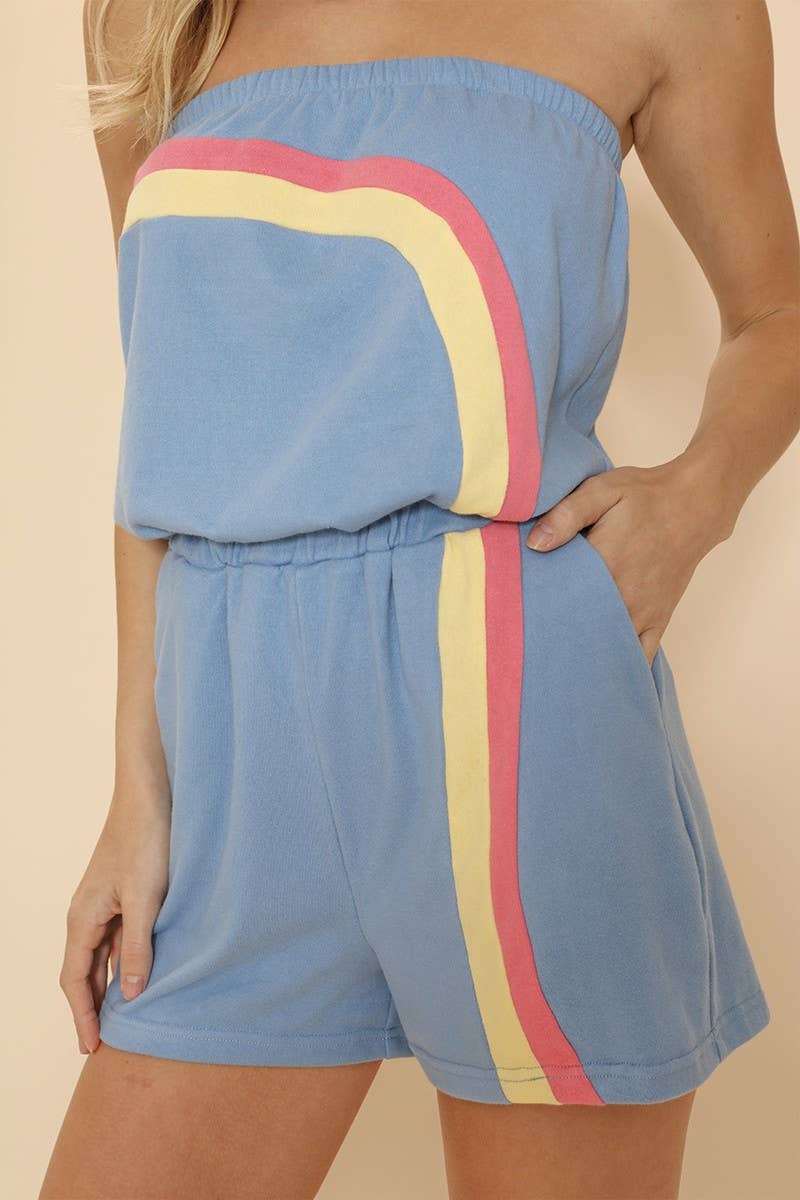 Miss Sparkling Terry Retro Stripe Romper [Available in XL Only]