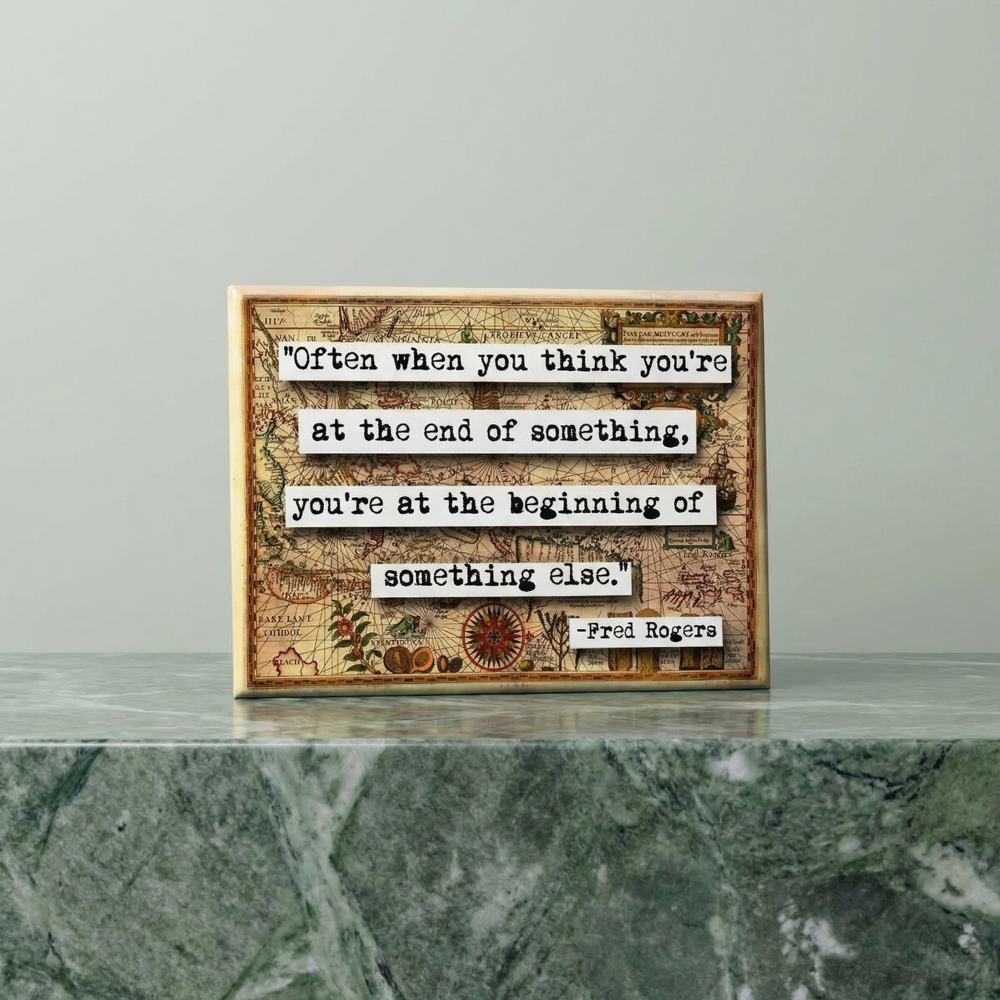 Mister Rogers “Beginning of Something Else” Quote Magnet | Inspirational Vintage Map Design