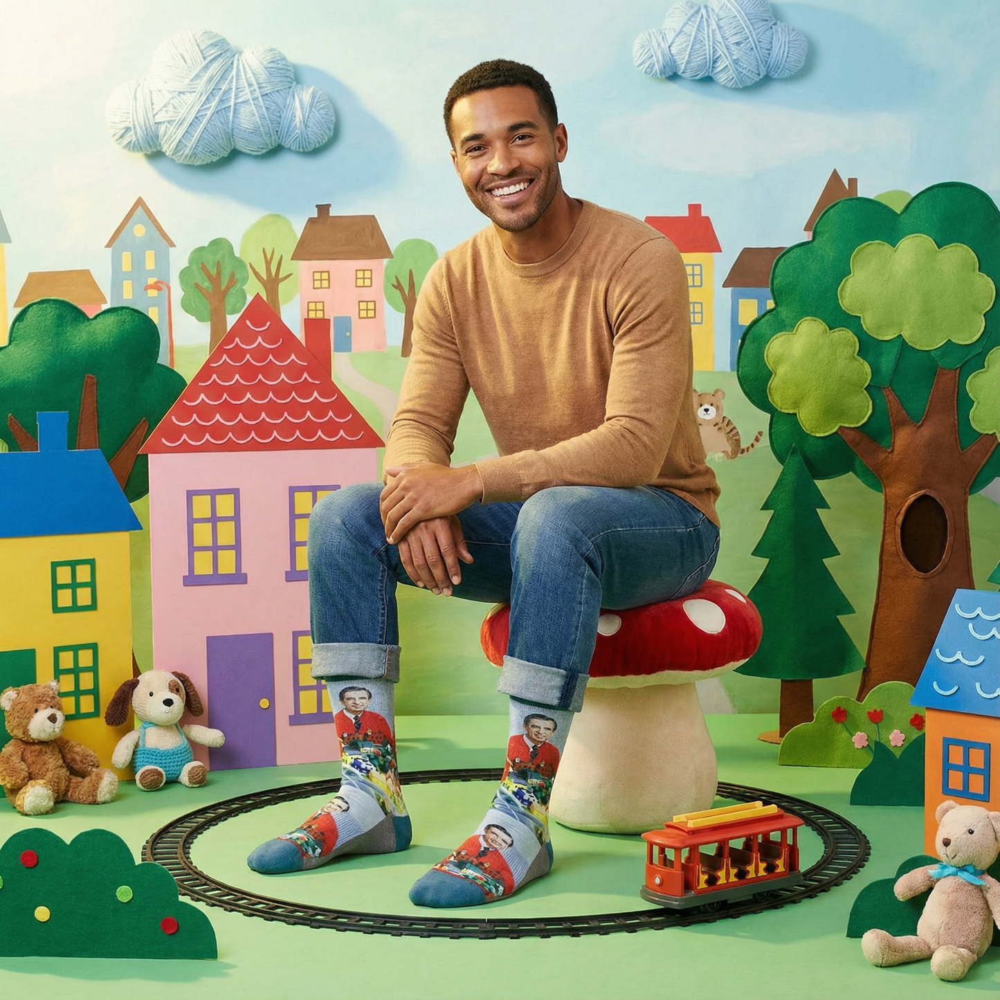 Mister Rogers Make Believe Kingdom Men's Socks | Fun Crew Socks