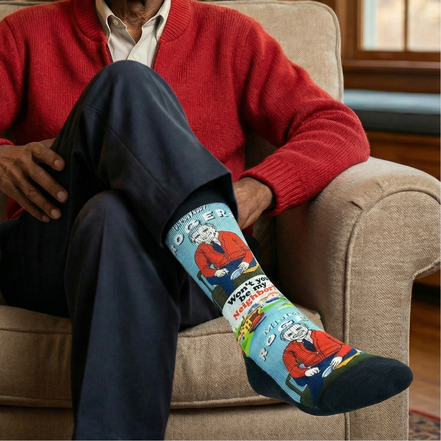 Mister Rogers Neighborhood Men's Socks | Won’t You Be My Neighbor Crew Socks