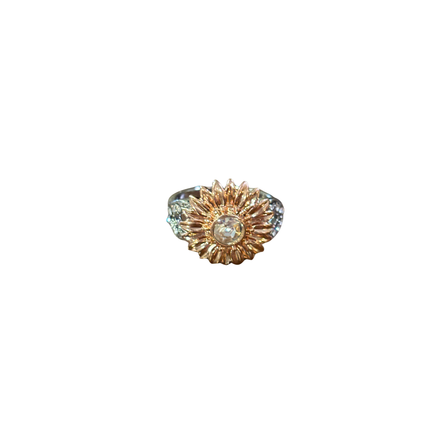 Mixed Metals Sunflower Statement Ring | Silver & Rose Gold | Size 7