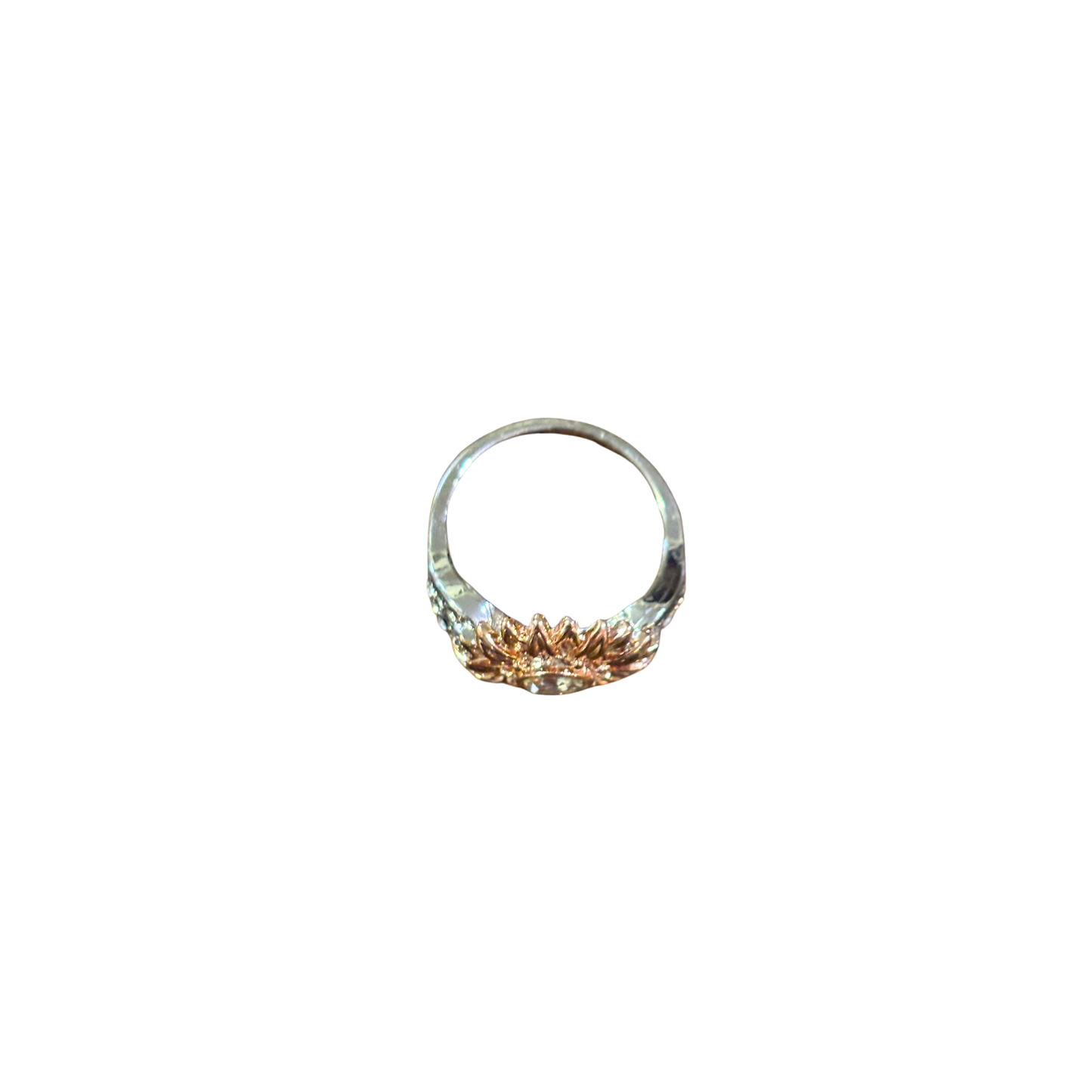 Mixed Metals Sunflower Statement Ring | Silver & Rose Gold | Size 7