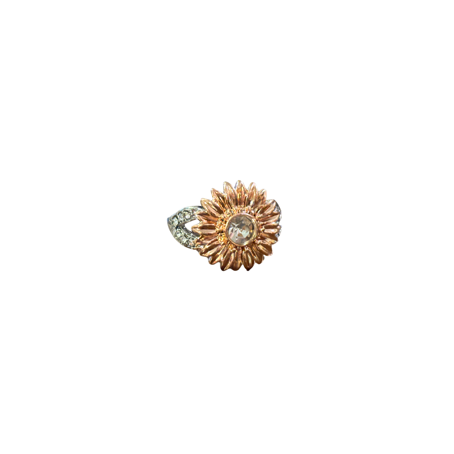 Mixed Metals Sunflower Statement Ring | Silver & Rose Gold | Size 7