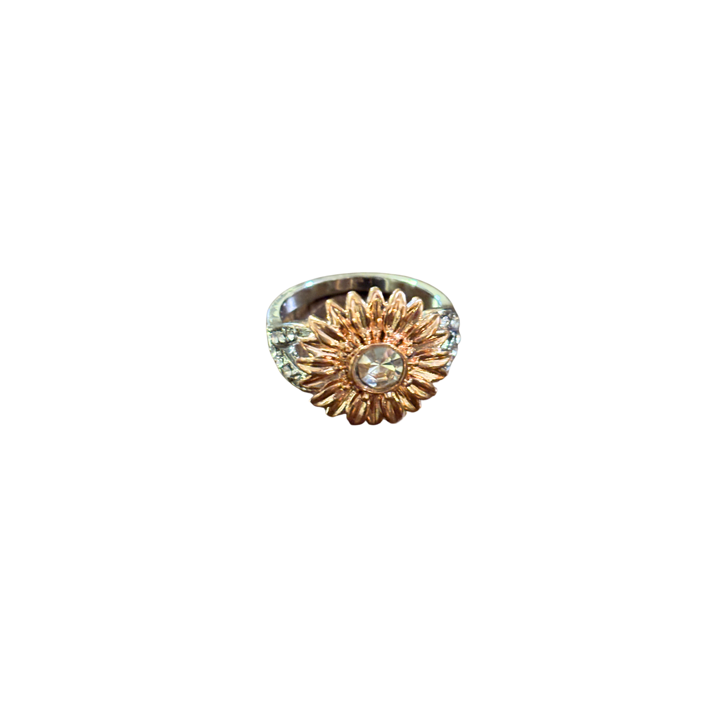 Mixed Metals Sunflower Statement Ring | Silver & Rose Gold | Size 7