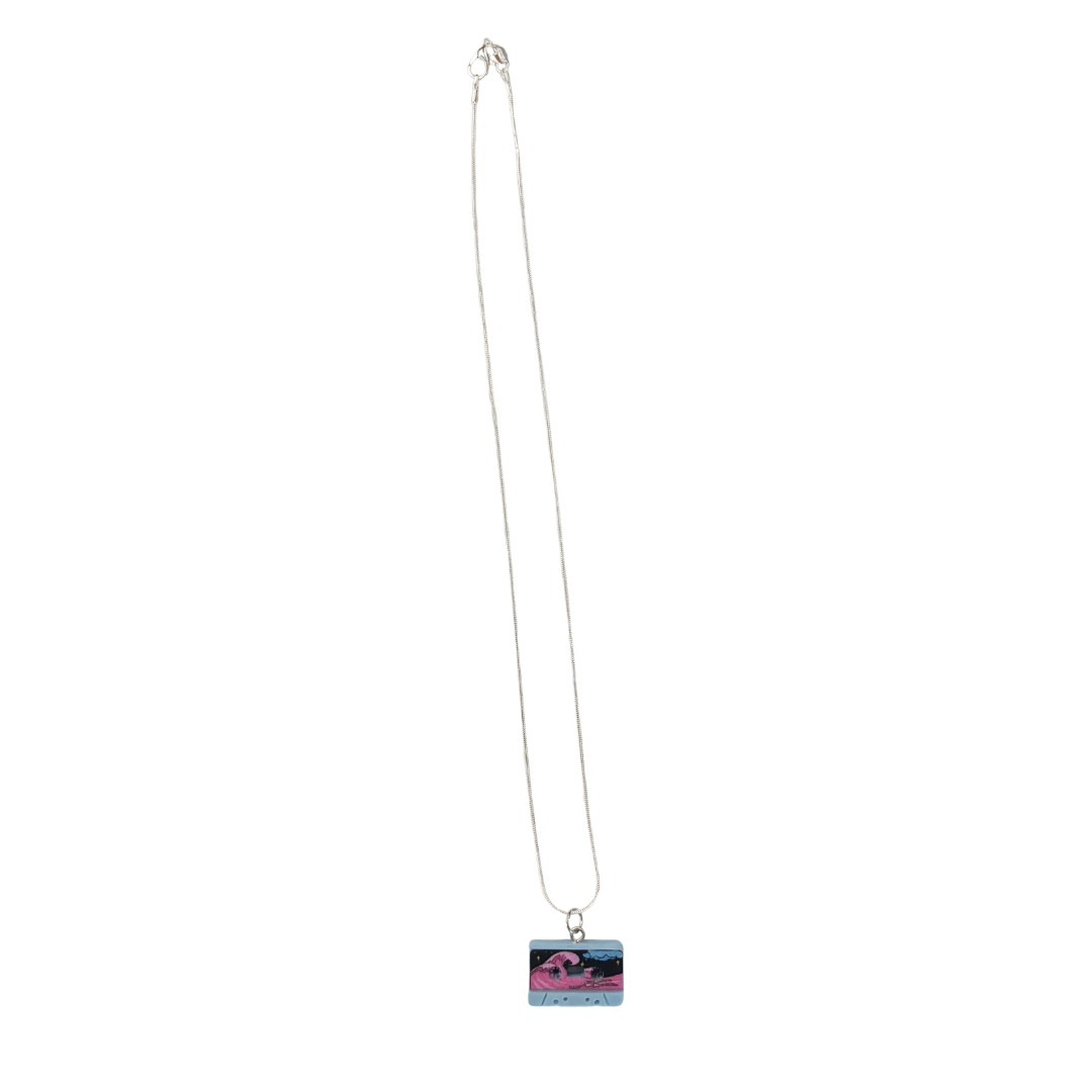 Mixtape Cassette Charm Necklace | '80s Resin Charm | 18" Silver Plated Copper Chain | 4 Colors