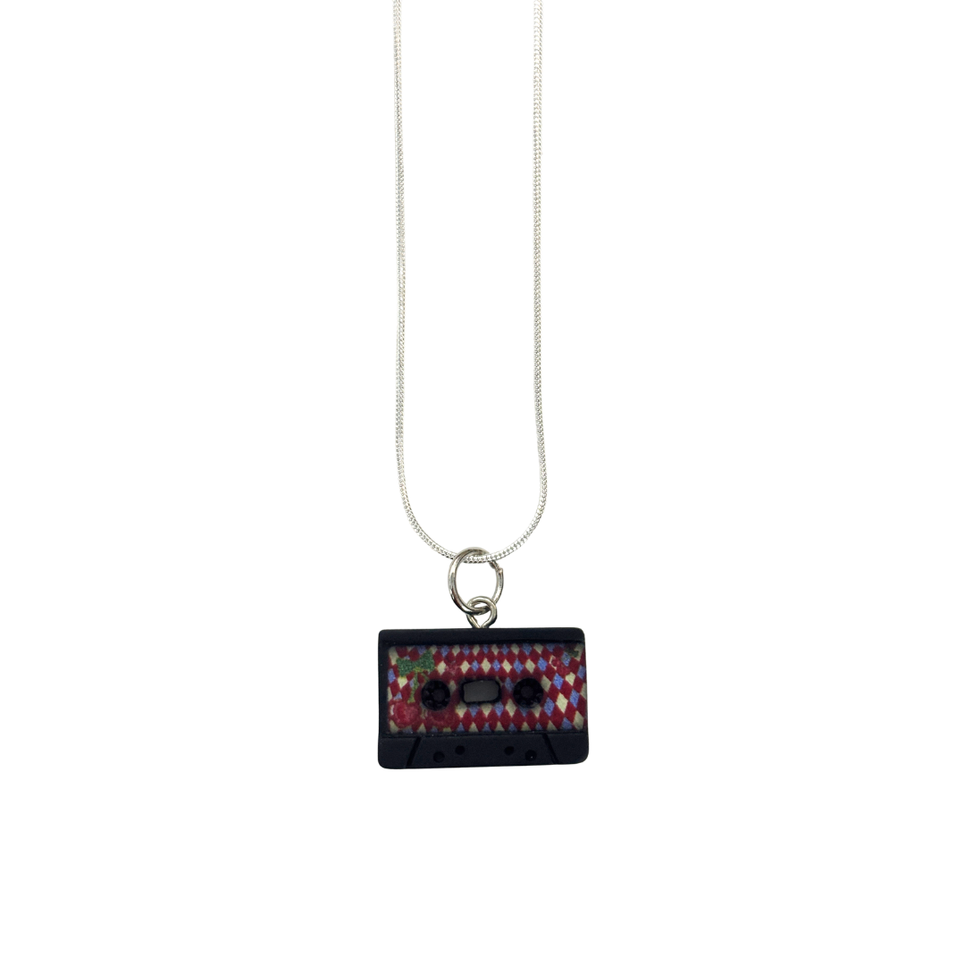 Mixtape Cassette Charm Necklace | '80s Resin Charm | 18" Silver Plated Copper Chain | 4 Colors