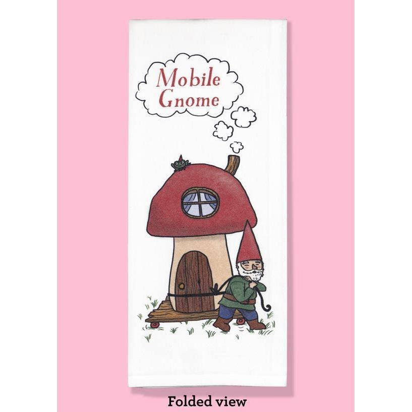 Mobile Gnome Dishtowel | Funny Pun Cotton Hand Tea Dishcloth