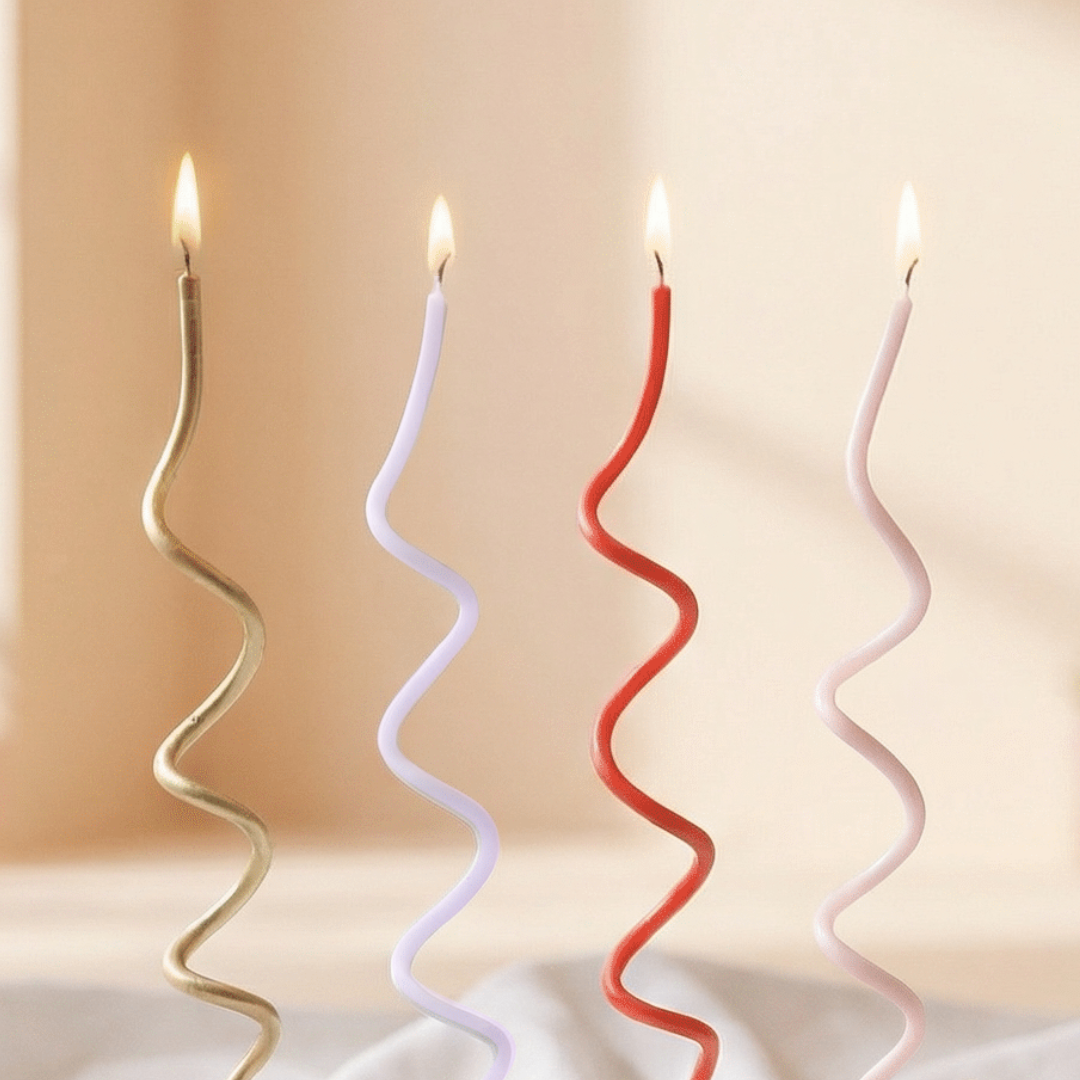 Mod Party Swirl Birthday Cake Candles - 16 Pieces | Twisty Birthday Candles 5.5" Tall