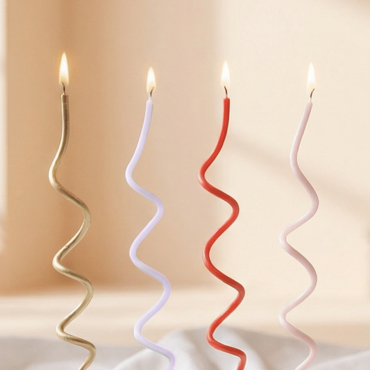 Mod Party Swirl Birthday Cake Candles - 16 Pieces | Twisty Birthday Candles 5.5" Tall