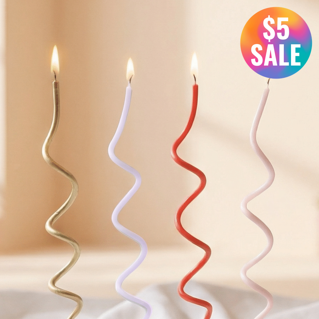 Mod Party Swirl Birthday Cake Candles - 16 Pieces | Twisty Birthday Candles 5.5" Tall