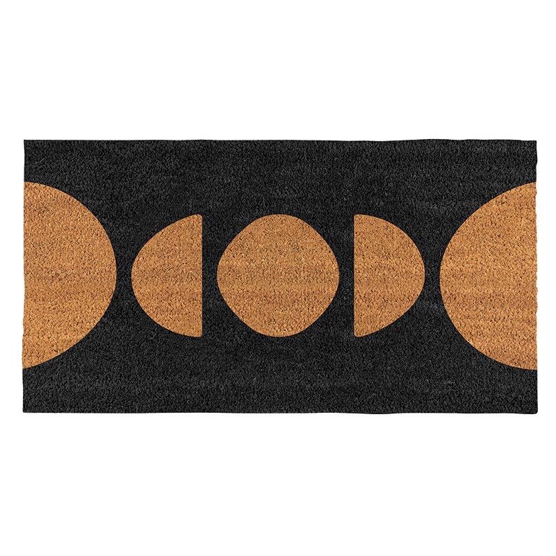 Modern Black Large Coir Doormat | Slip-Resistant Backing | 30" L x 16" W