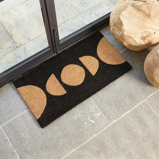 Modern Black Large Coir Doormat | Slip-Resistant Backing | 30" L x 16" W