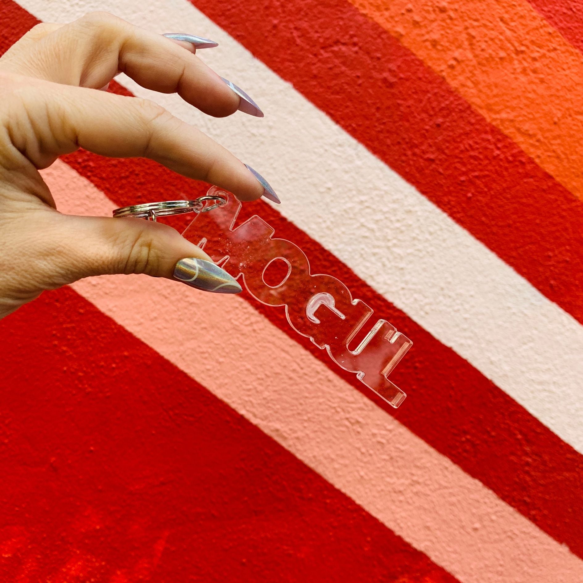 Mogul Acrylic Word Key Chain | Clear Word Shaped Keyholder