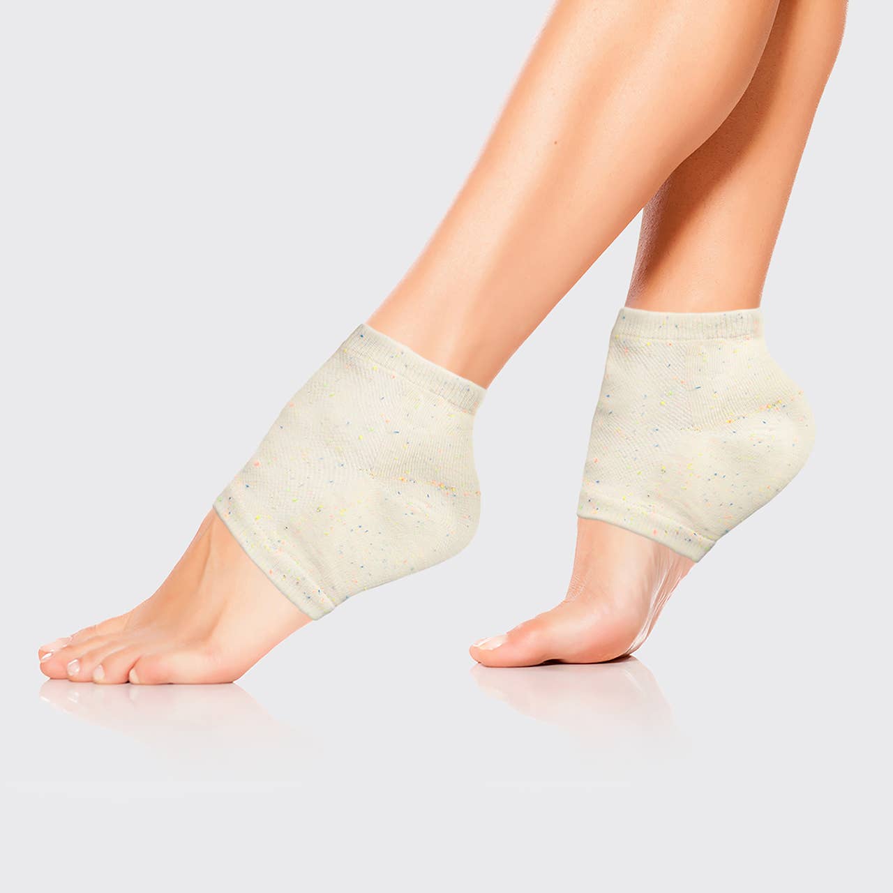 Moisturizing Heel Socks in Cream Confetti | For Dry Cracked Feet