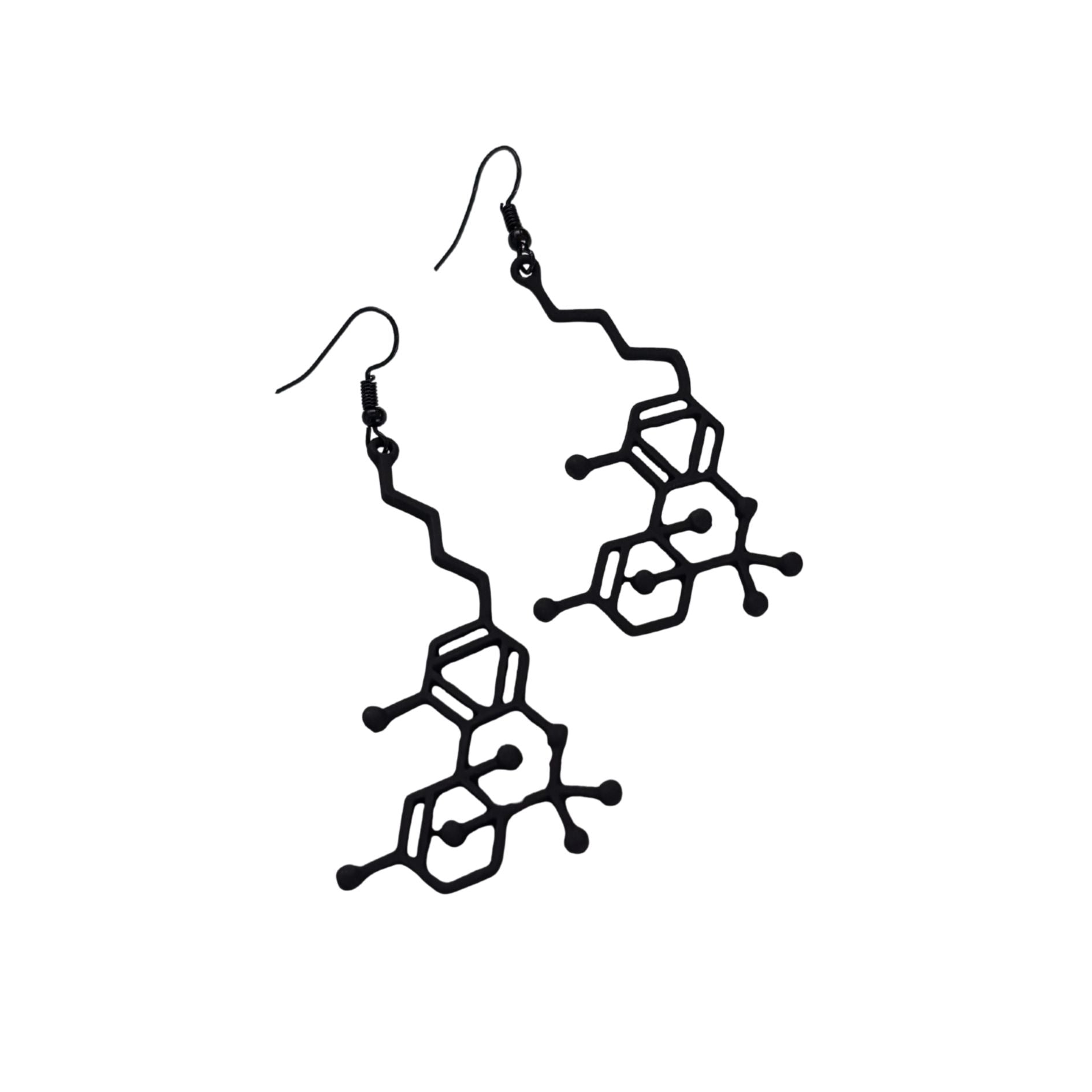 Molecule Earrings | Openwork Atomic Structure Dangle Earrings in Black or Gold