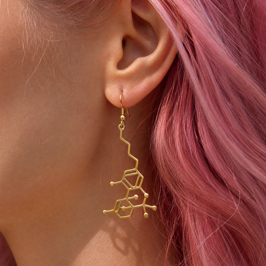 Molecule Earrings | Openwork Atomic Structure Dangle Earrings in Black or Gold
