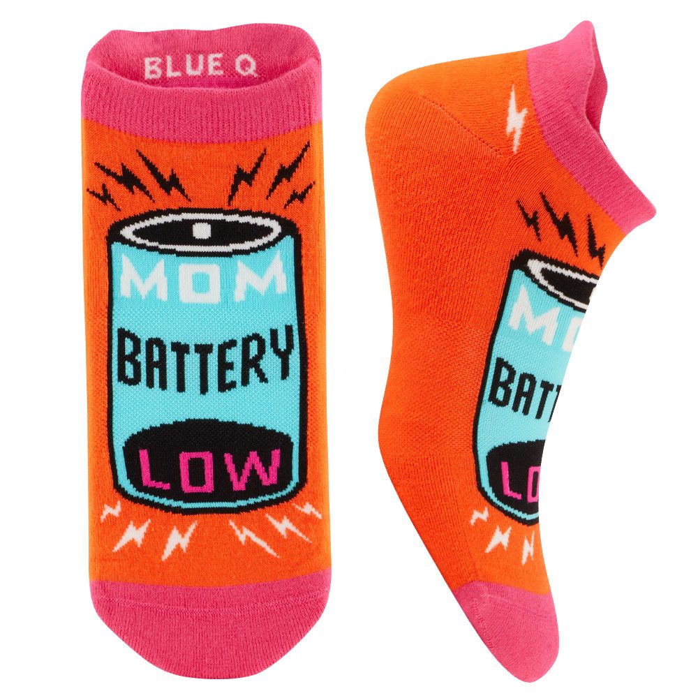 Mom Battery Low Women's Sneaker Socks [2 Size Options] | BlueQ at GetBullish