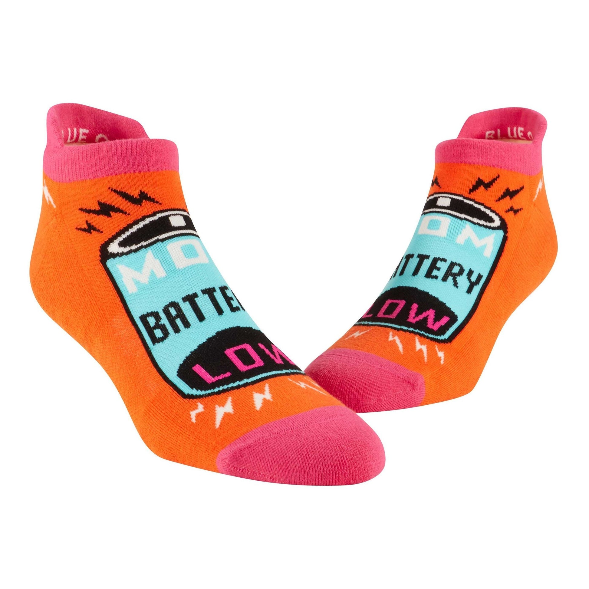 Mom Battery Low Women's Sneaker Socks [2 Size Options] | BlueQ at GetBullish