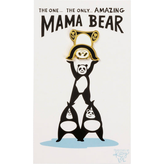 Mom Gift "Amazing Mama Bear" Panda Enamel Pin on Gift Card