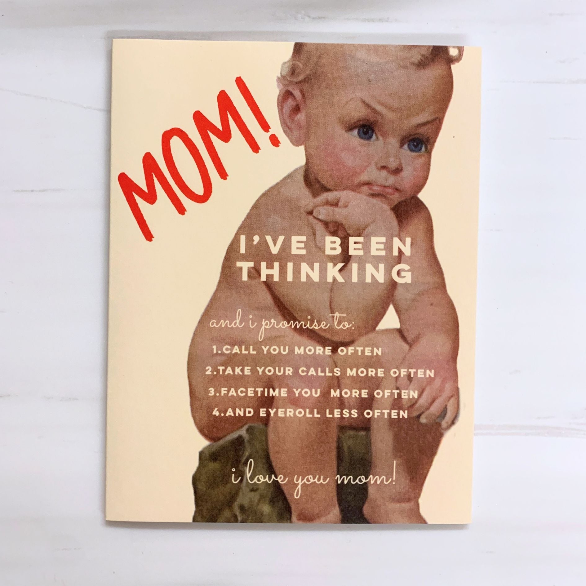 Mom! Naked Little Baby Thinker "I Promise to Call You" Greeting Card