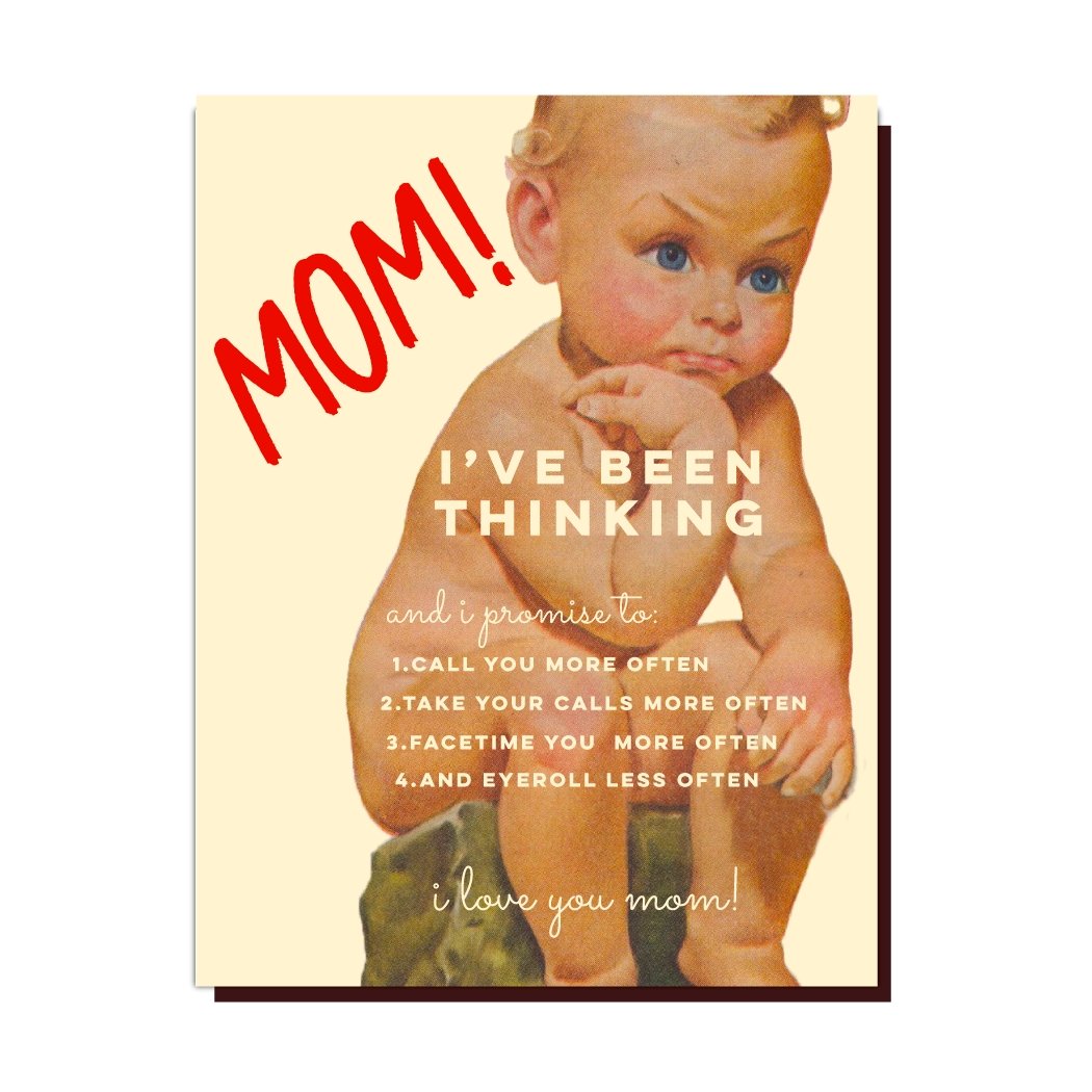 Mom! Naked Little Baby Thinker "I Promise to Call You" Greeting Card