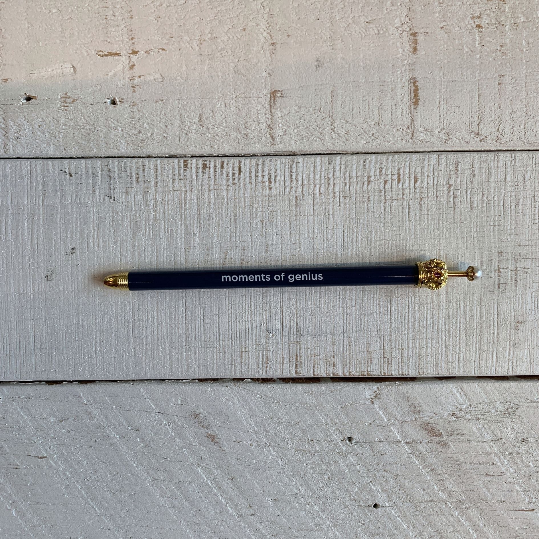 Moments of Genius Navy Blue Crown Pen Set of 12 | Giftable Quote Pens | Novelty Office Desk Supplies