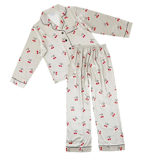 Mon Cheri Cherries Full Length Pajama Set [Available in S and XL Only]