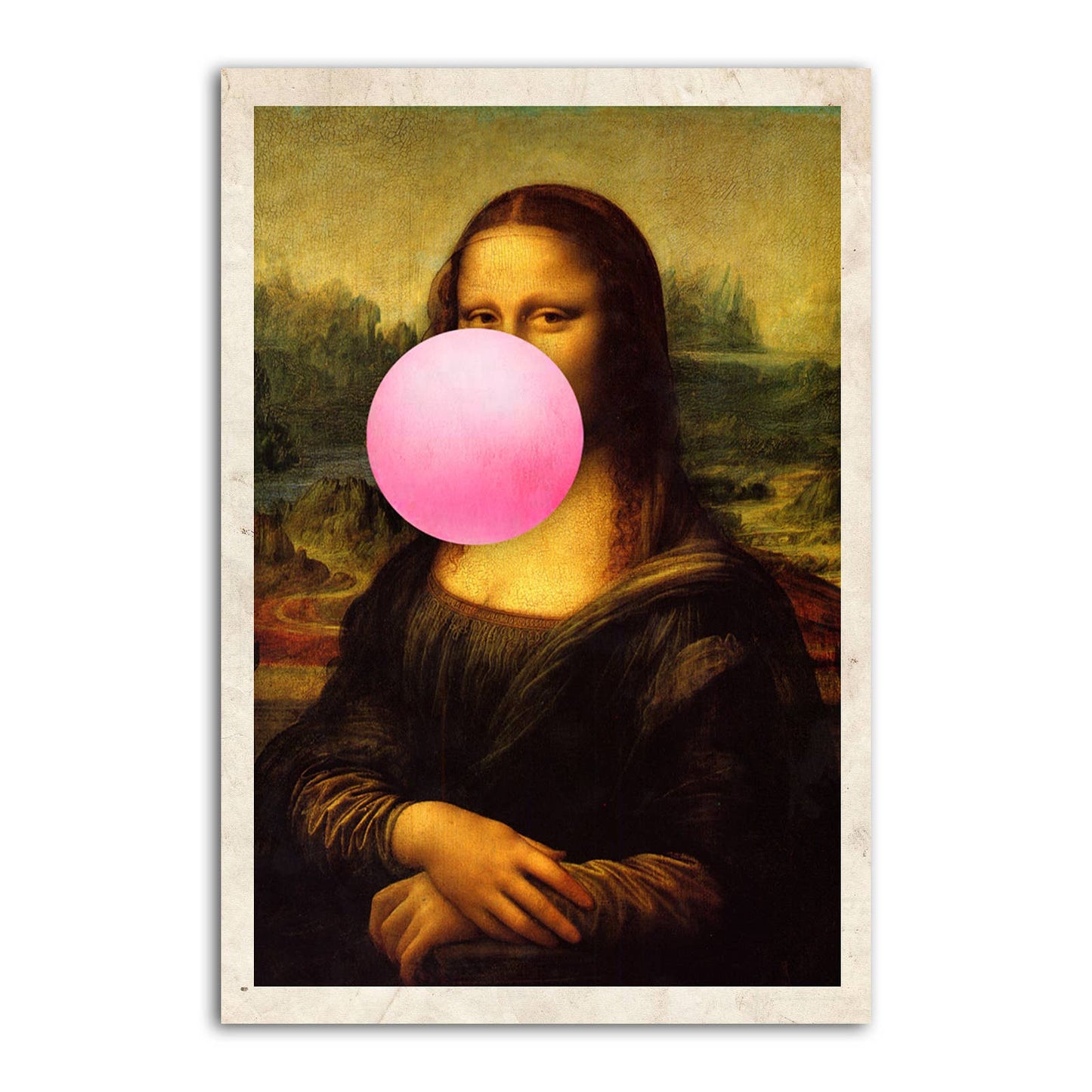 Mona Lisa Bubble Gum Funny Magnet | Modern Art Parody Refrigerator Magnet