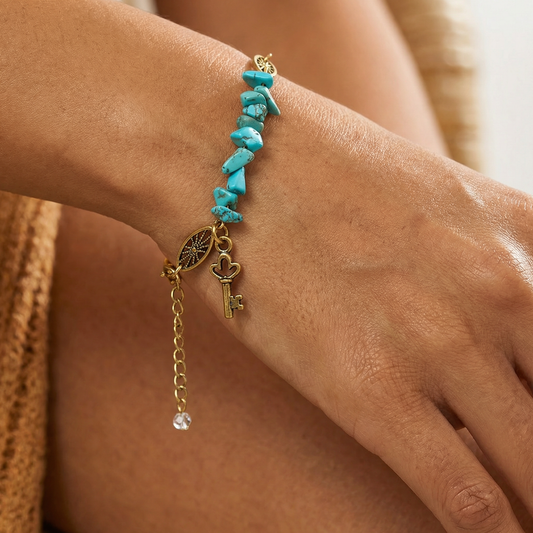 Monarch Natural Stone Turquoise Bracelet with Key Accent