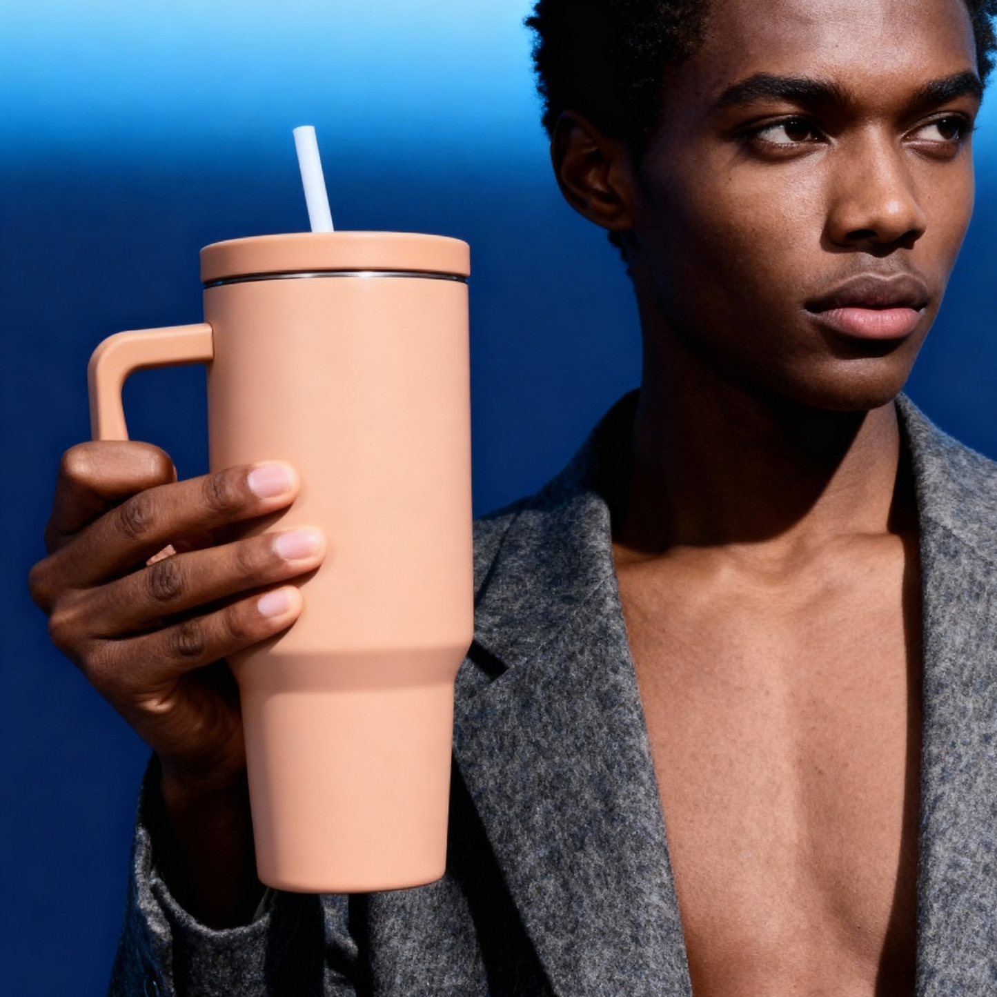 Monocolor Cold Cup Tumbler 40 Oz Handle Travel Mug